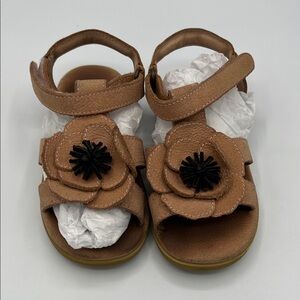 Kids Tan Sandals with Floral Design